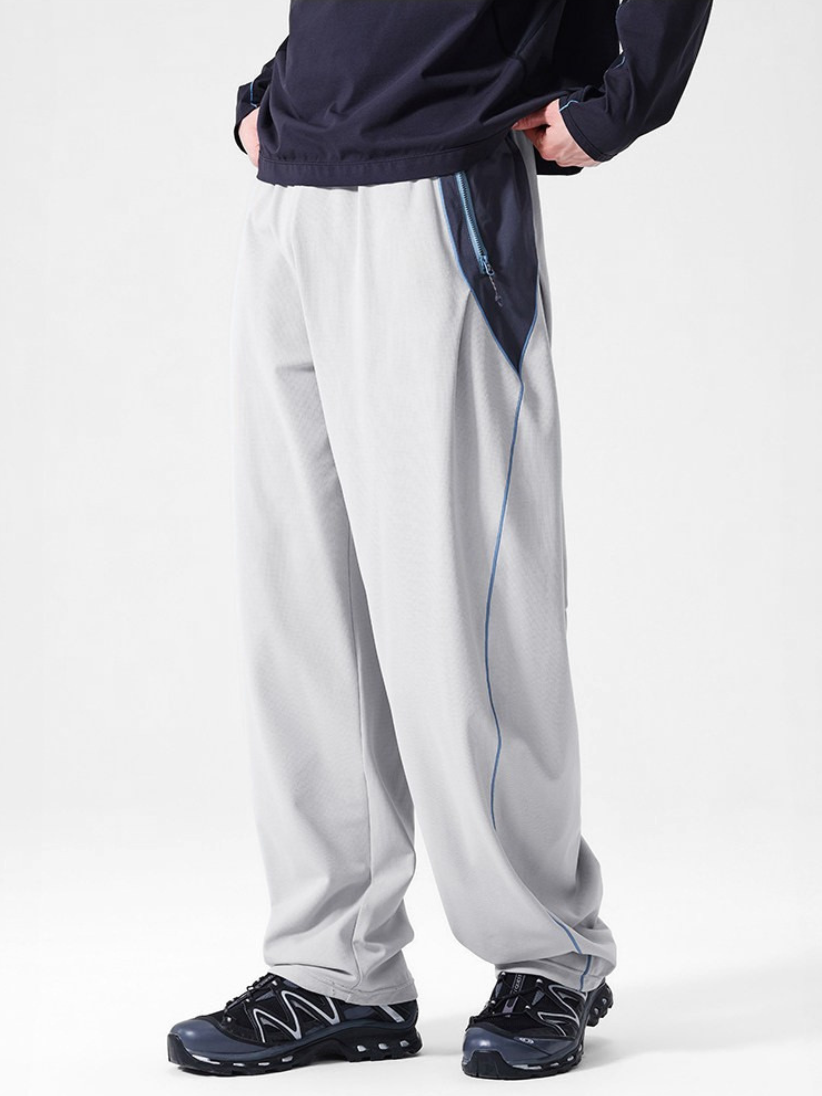 RunFlow - Unisex Contrast Stitch Lightweight Quick-Dry Paratrooper Pants