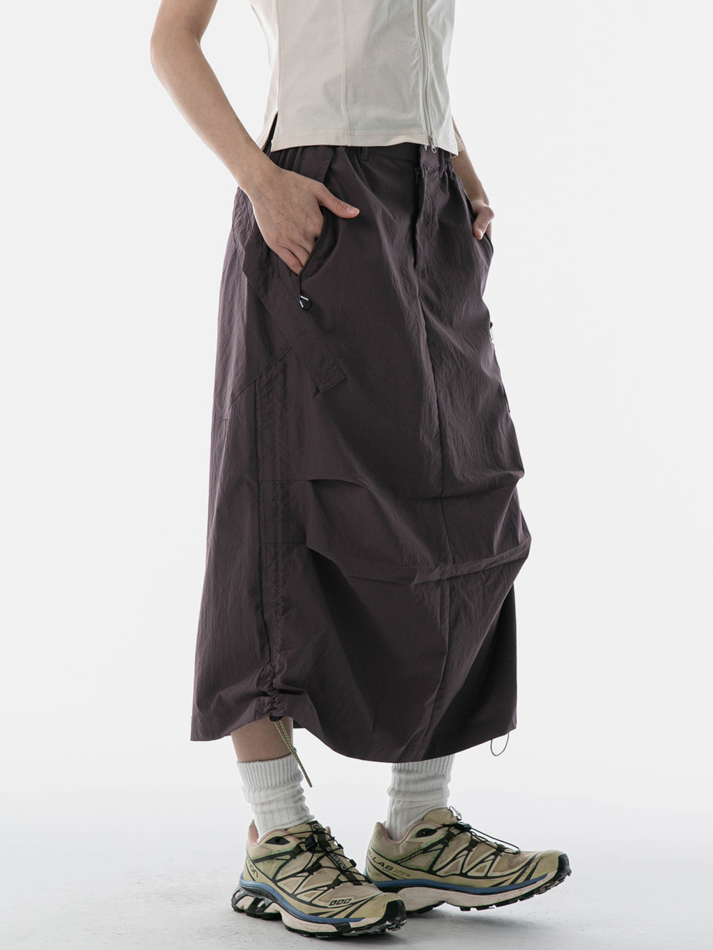 MontView - Women's Quick-Dry Drawstring Utility Midi Skirt