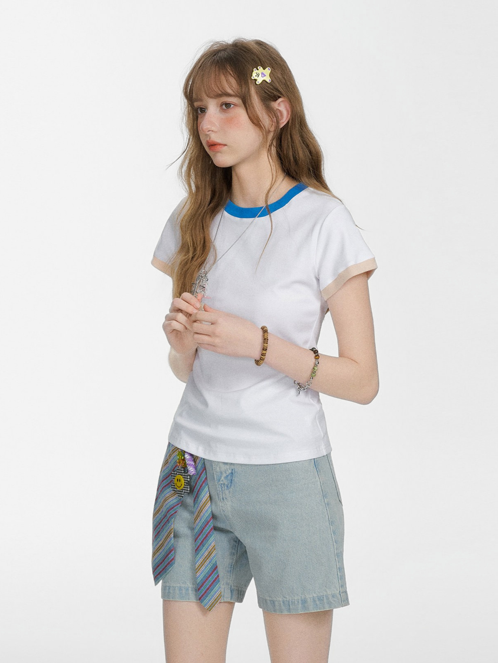 Aquaflow - Women's Color-Block Slim Fit Cropped T-Shirt