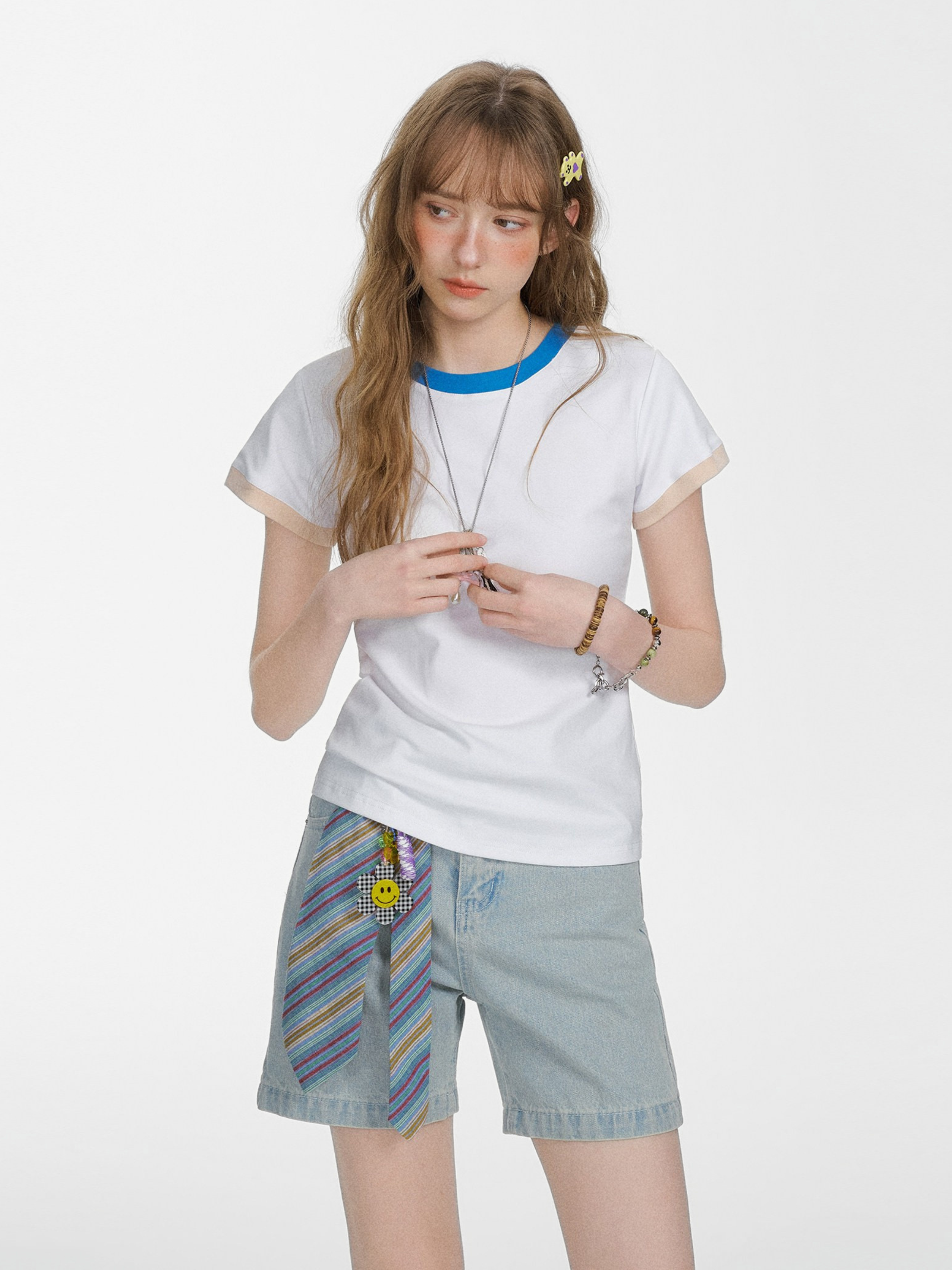 Aquaflow - Women's Color-Block Slim Fit Cropped T-Shirt