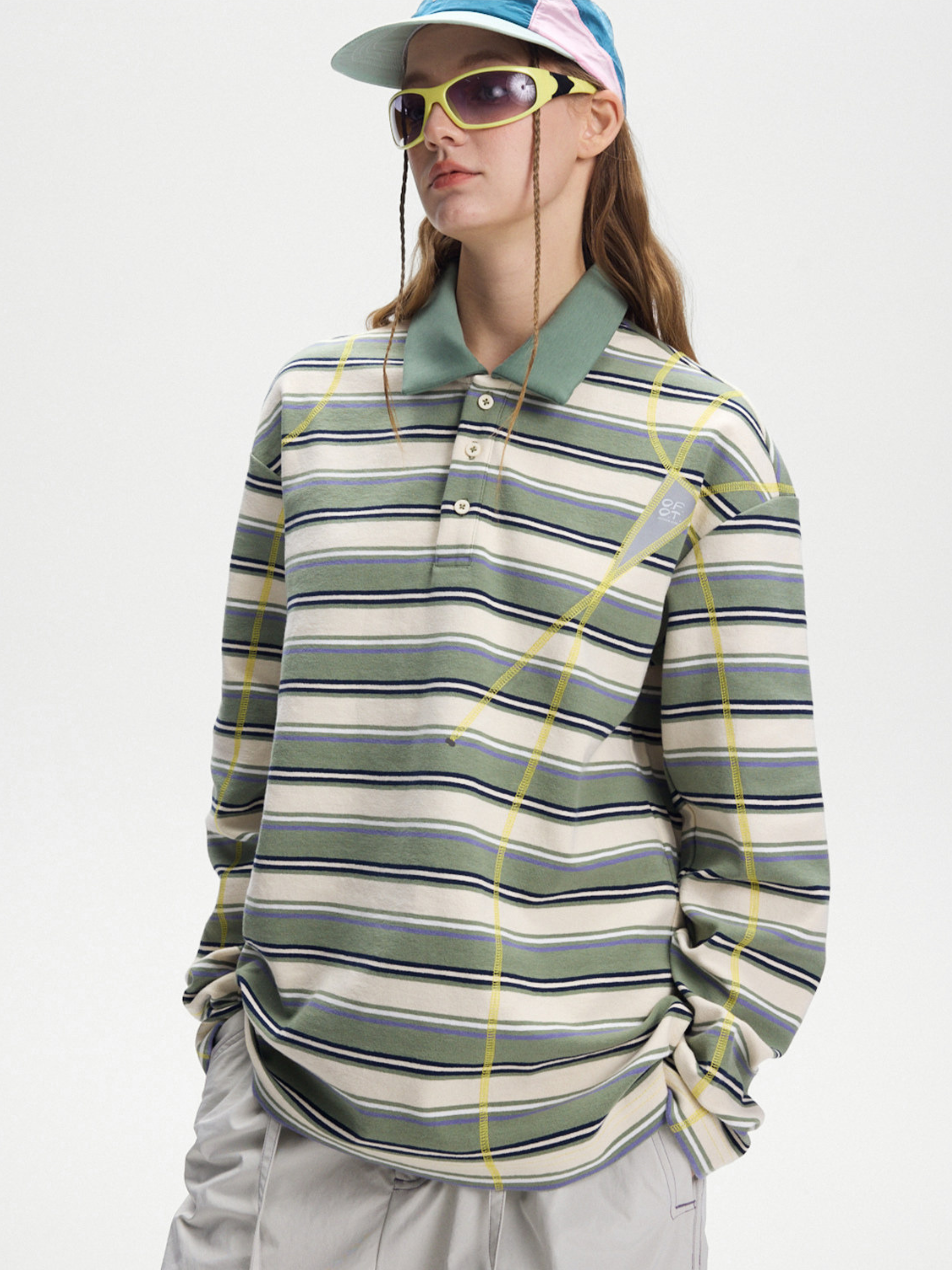 Staple - Women's UPF50+ Protection Striped Knit Long Sleeve Polo Shirt