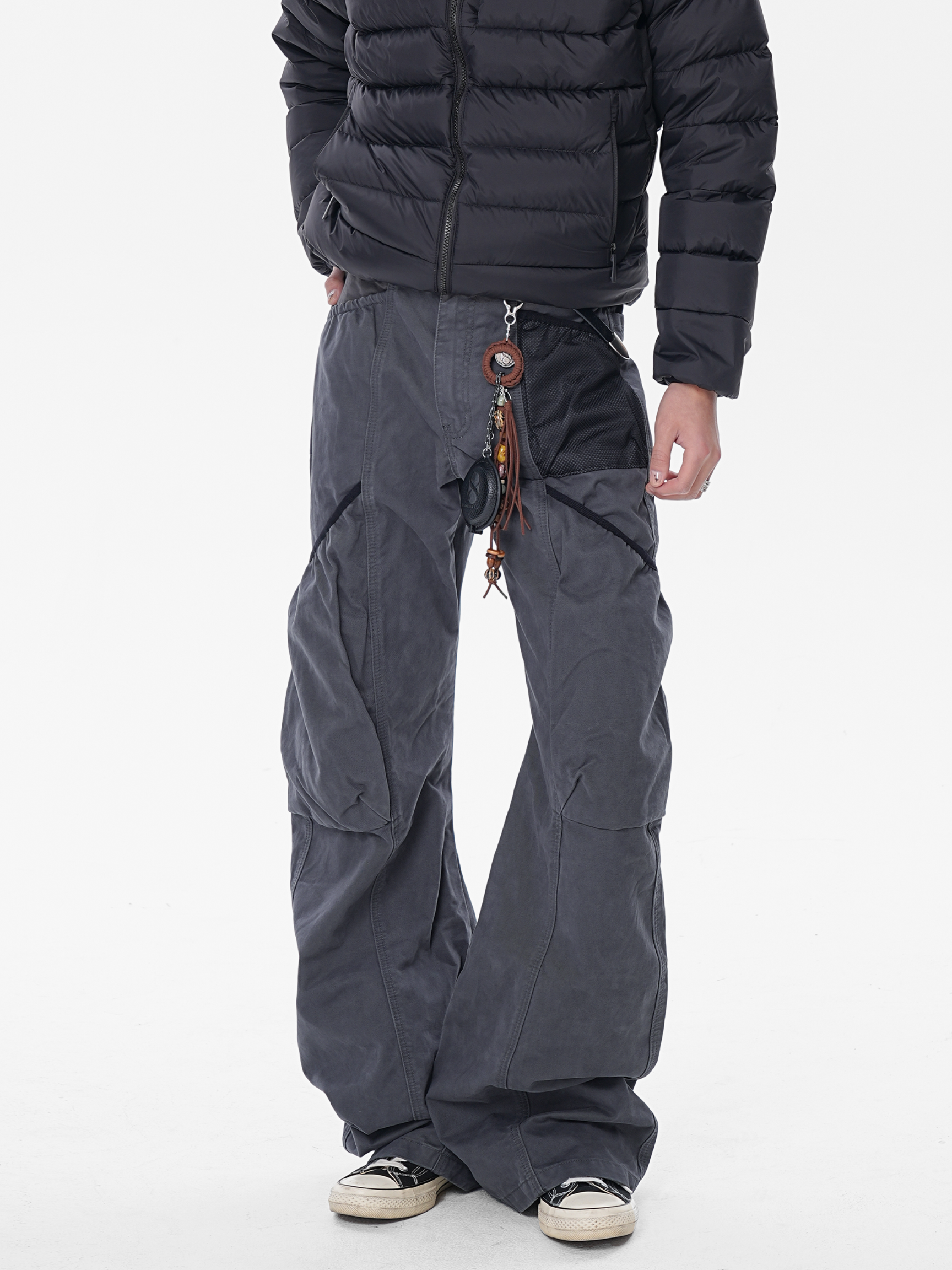 SleekLine - Men's Cross-Strap Multi-Pocket Curved Cargo Pants
