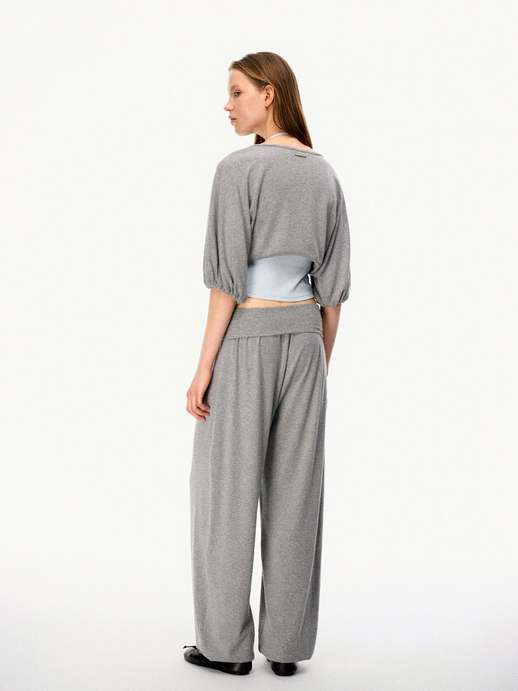 SilkTouch - Women's Contrast Balloon Sleeve Cropped Knit Set