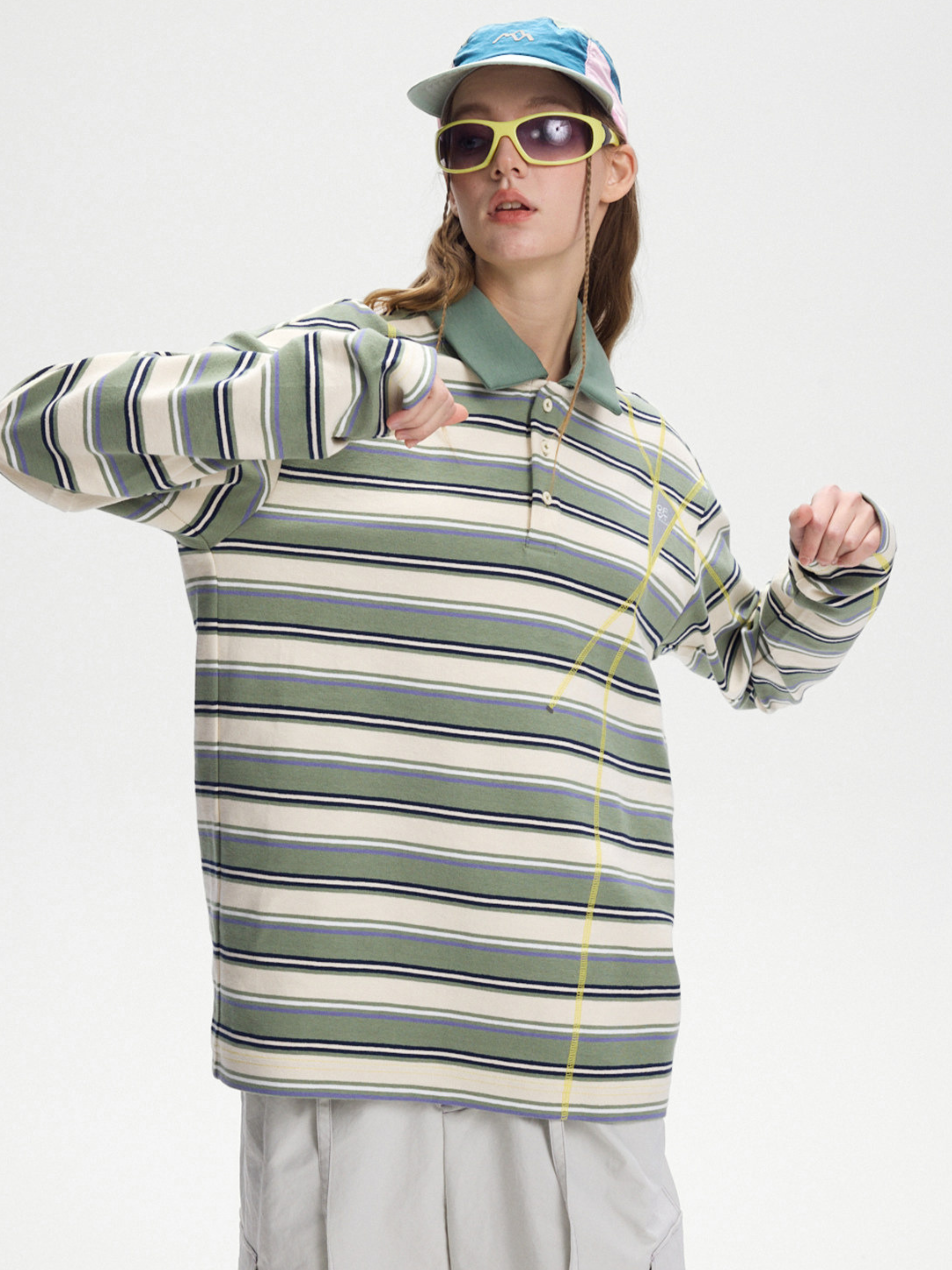 Staple - Women's UPF50+ Protection Striped Knit Long Sleeve Polo Shirt