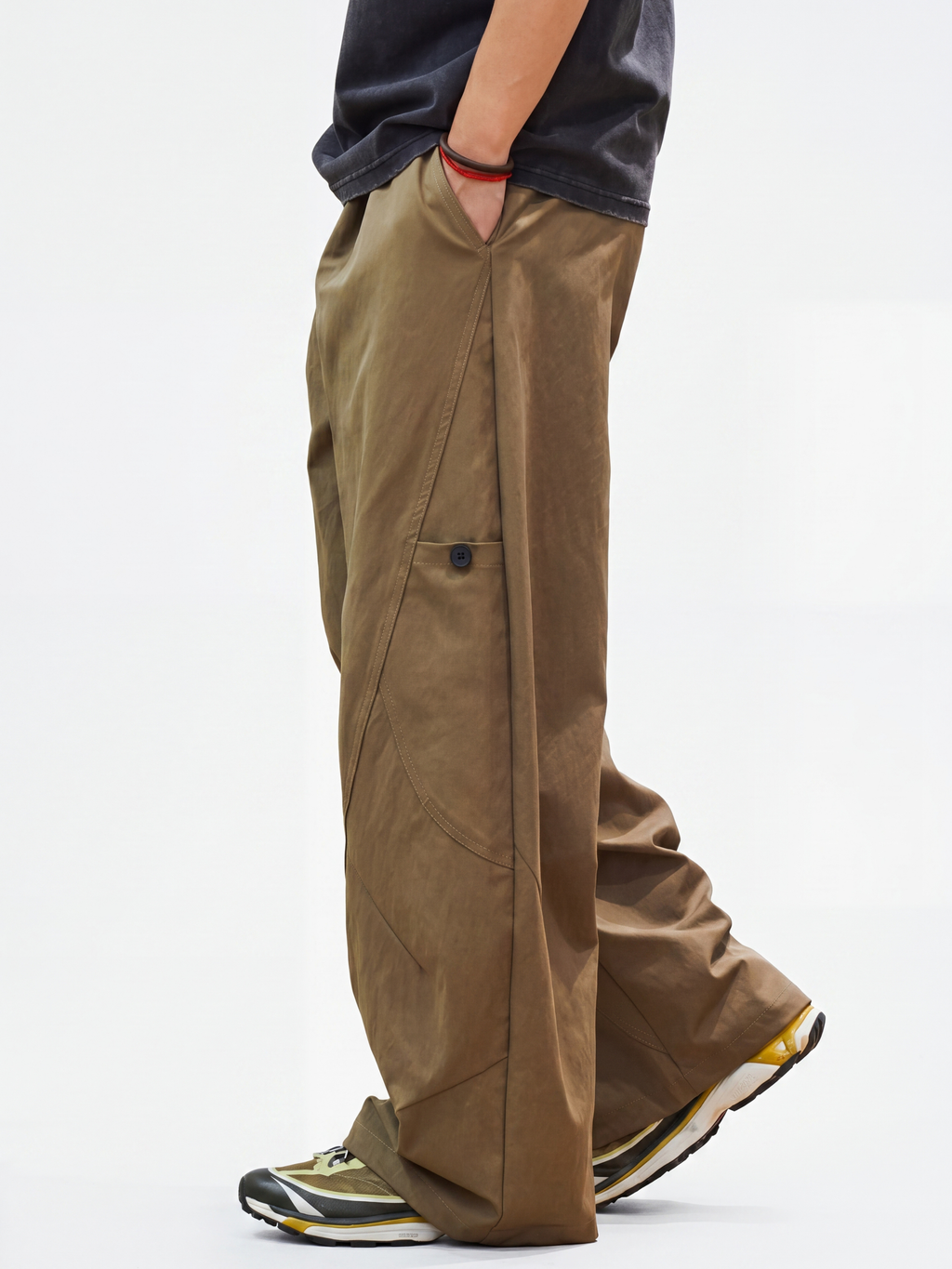 OwlWing - Men's Durable Curved Wide-Leg Cargo Pants