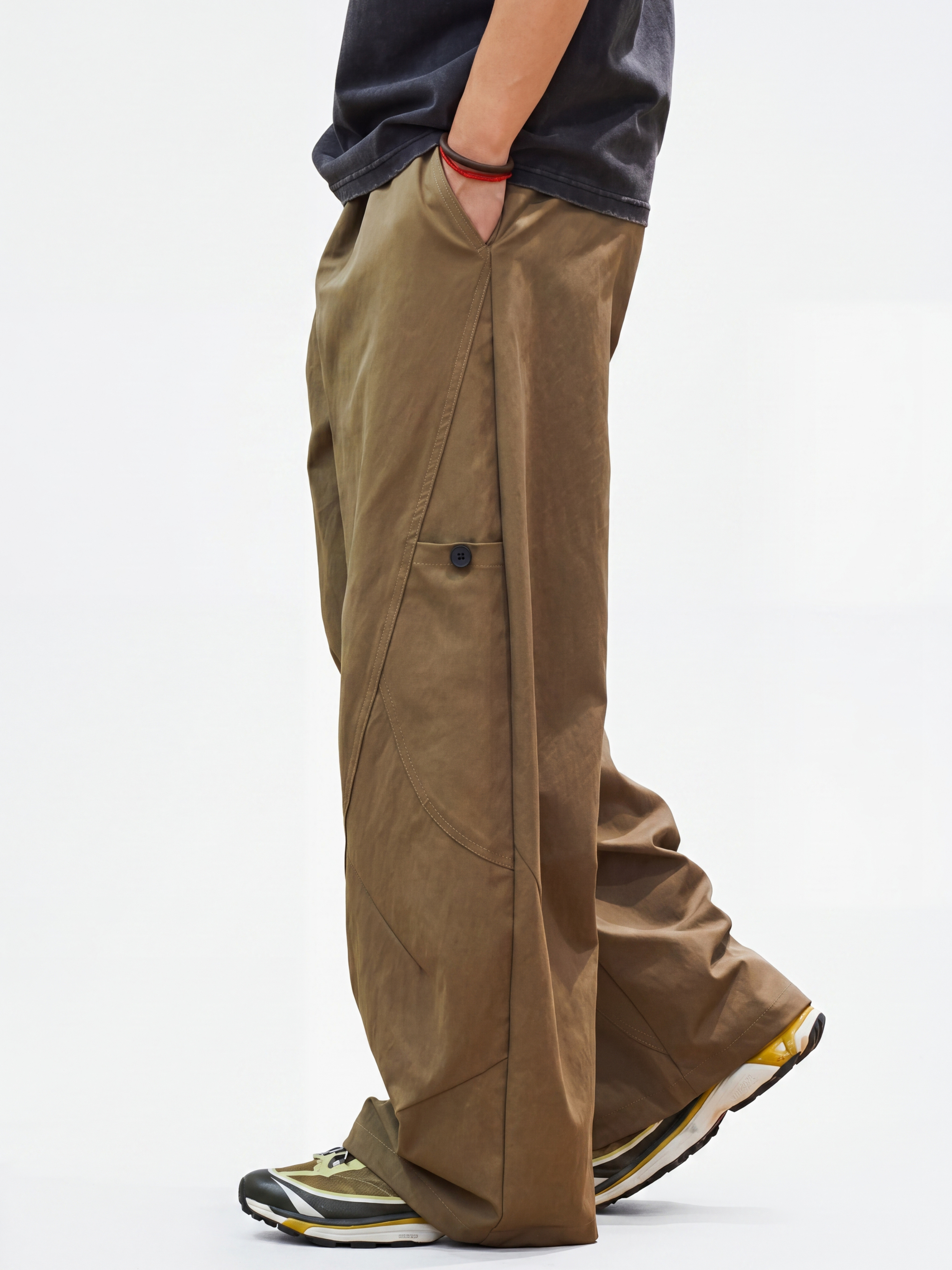 OwlWing - Men's Durable Curved Wide-Leg Cargo Pants