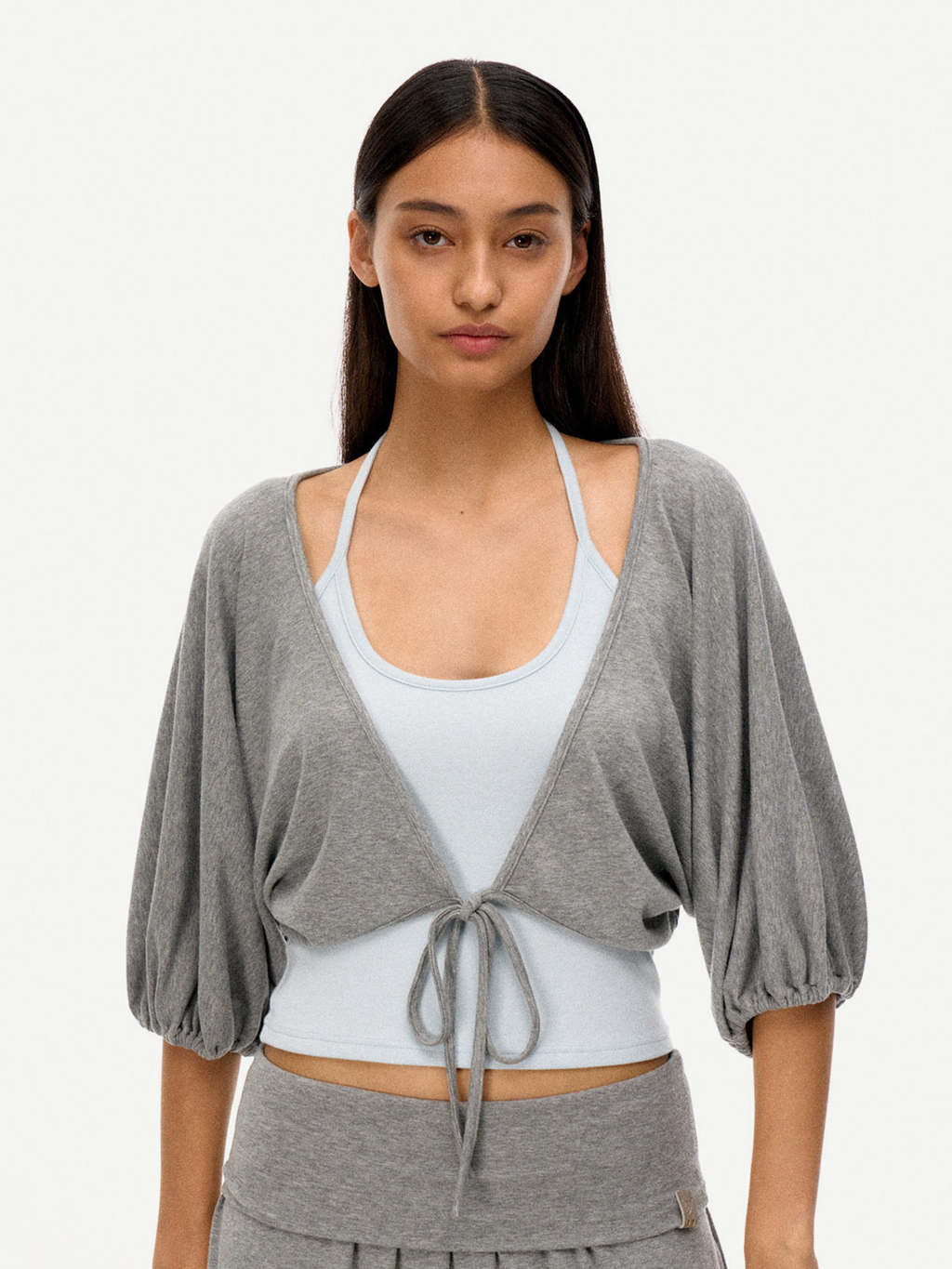 SilkTouch - Women's Contrast Balloon Sleeve Cropped Knit Set
