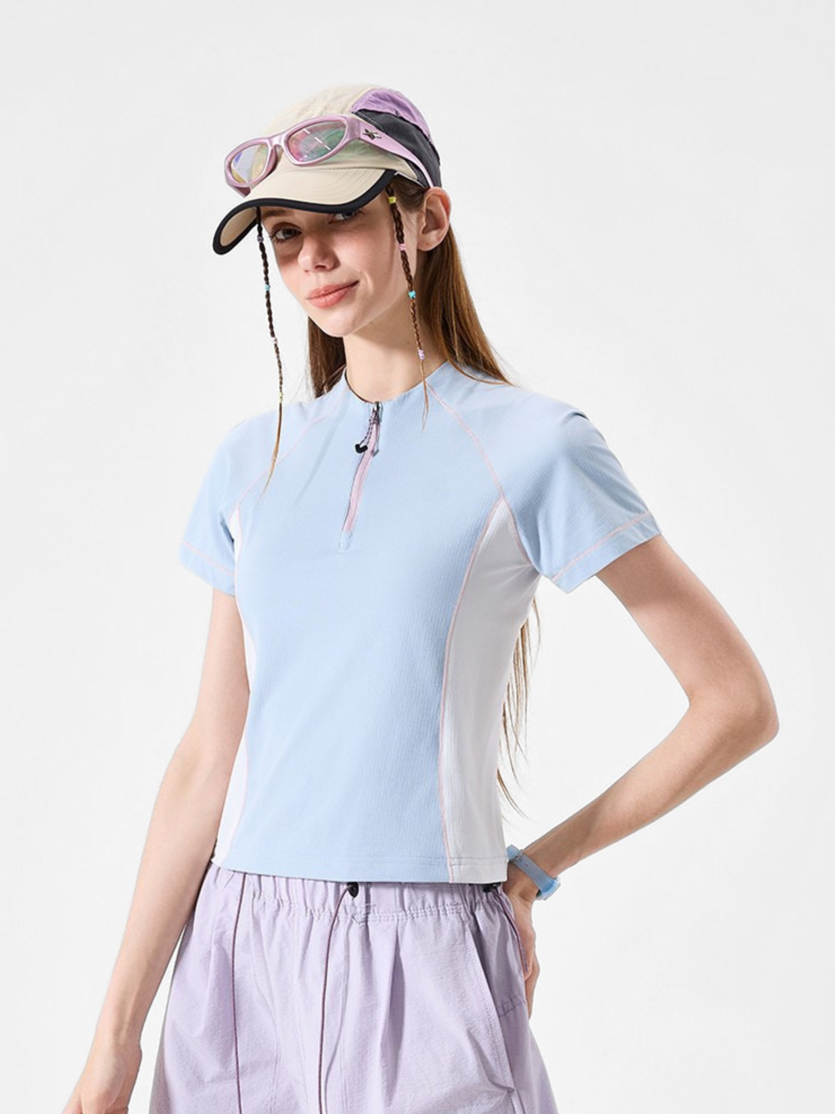 ChillCanopy - Women's UPF50+ Protection Antibacterial Half-Zip T-Shirt