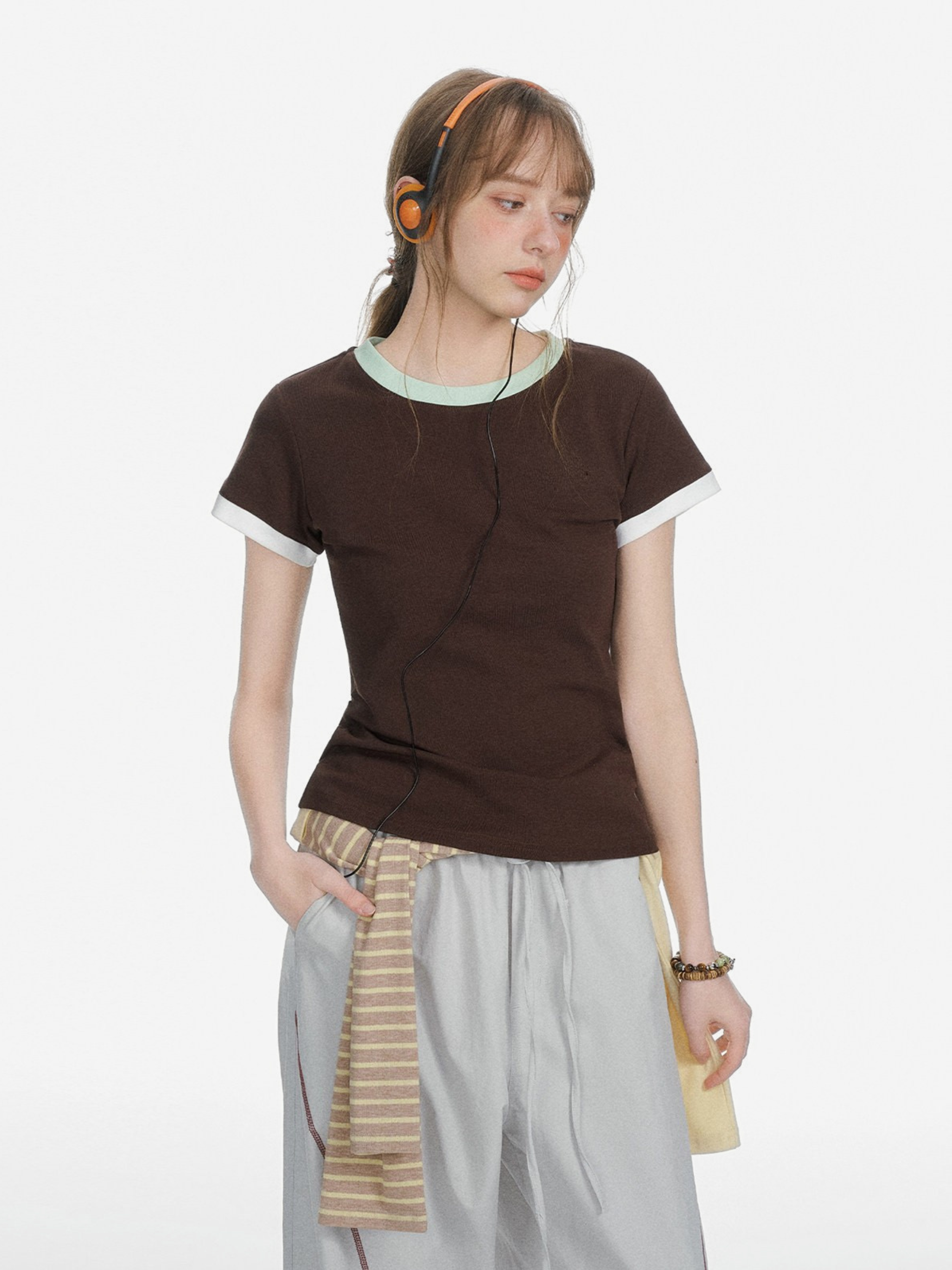 Aquaflow - Women's Color-Block Slim Fit Cropped T-Shirt