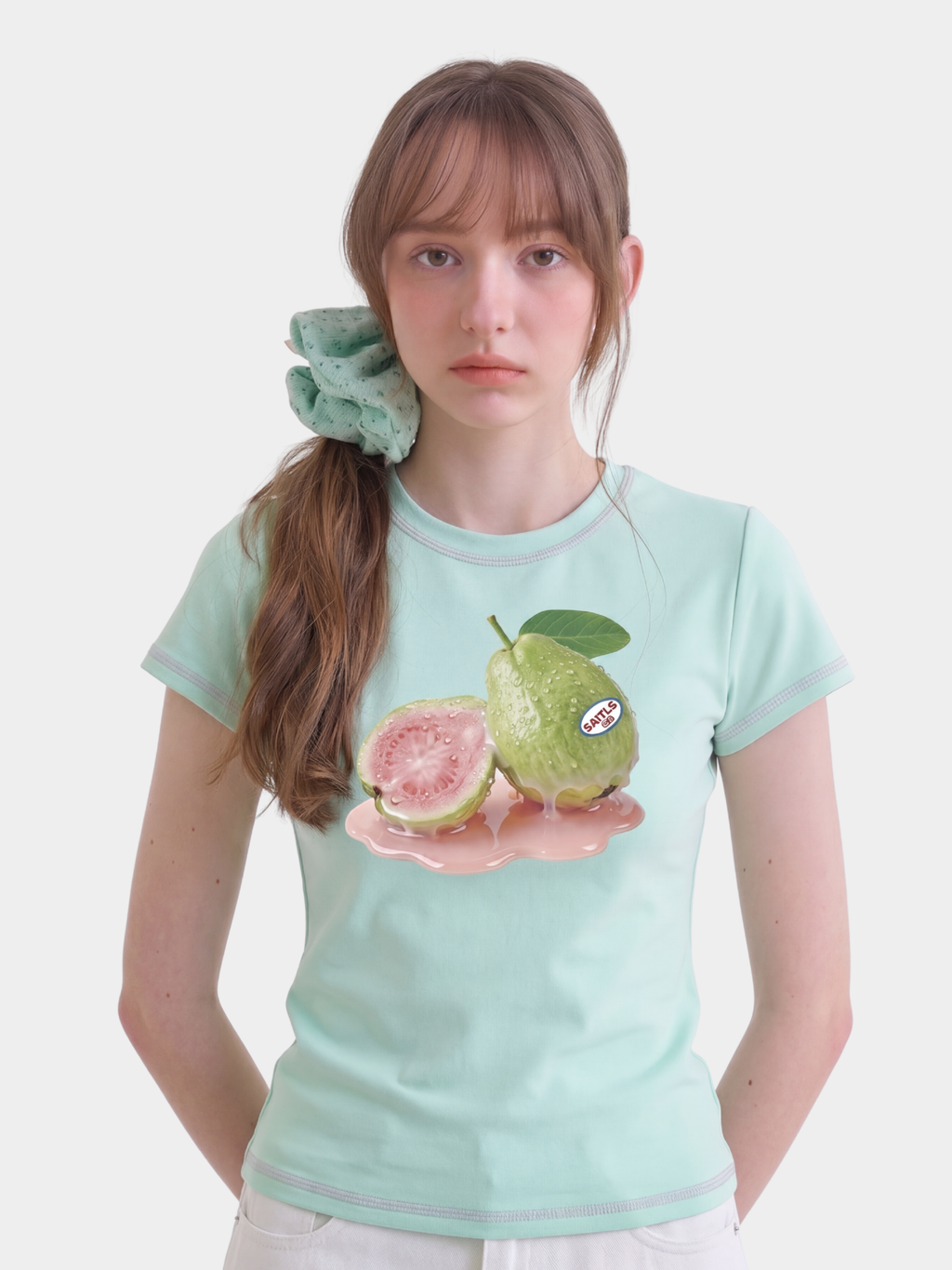 BerryPop - Women's Contrast Stitch Dopamine Print Cropped T-Shirt