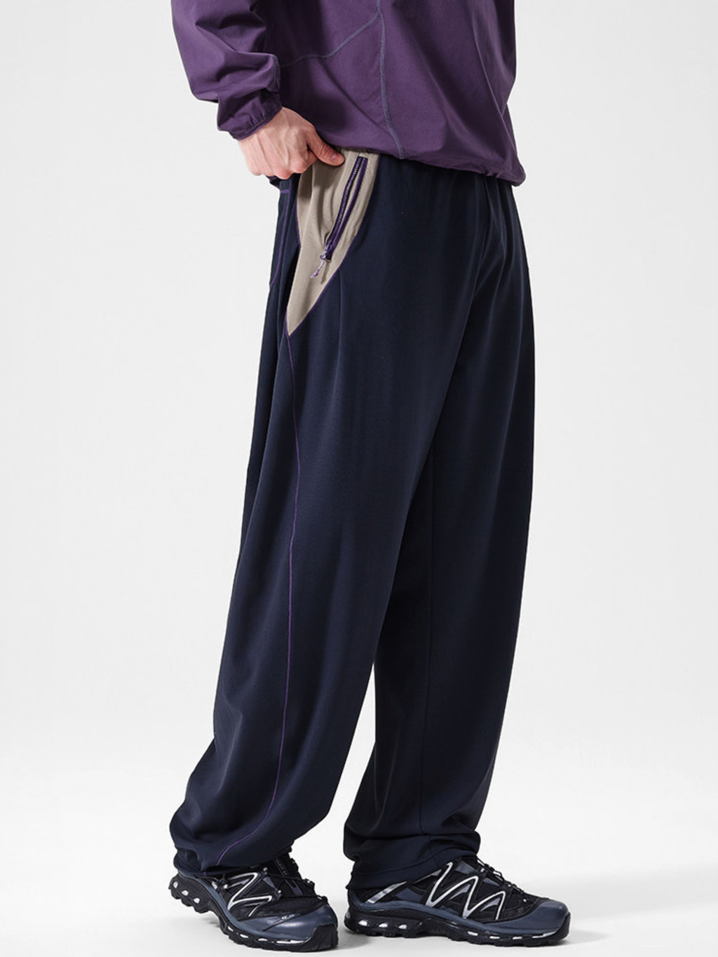 RunFlow - Contrast Stitch Lightweight Quick-Dry Paratrooper Pants