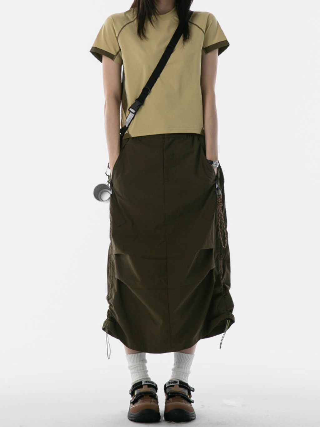 MontView - Women's Quick-Dry Drawstring Utility Midi Skirt