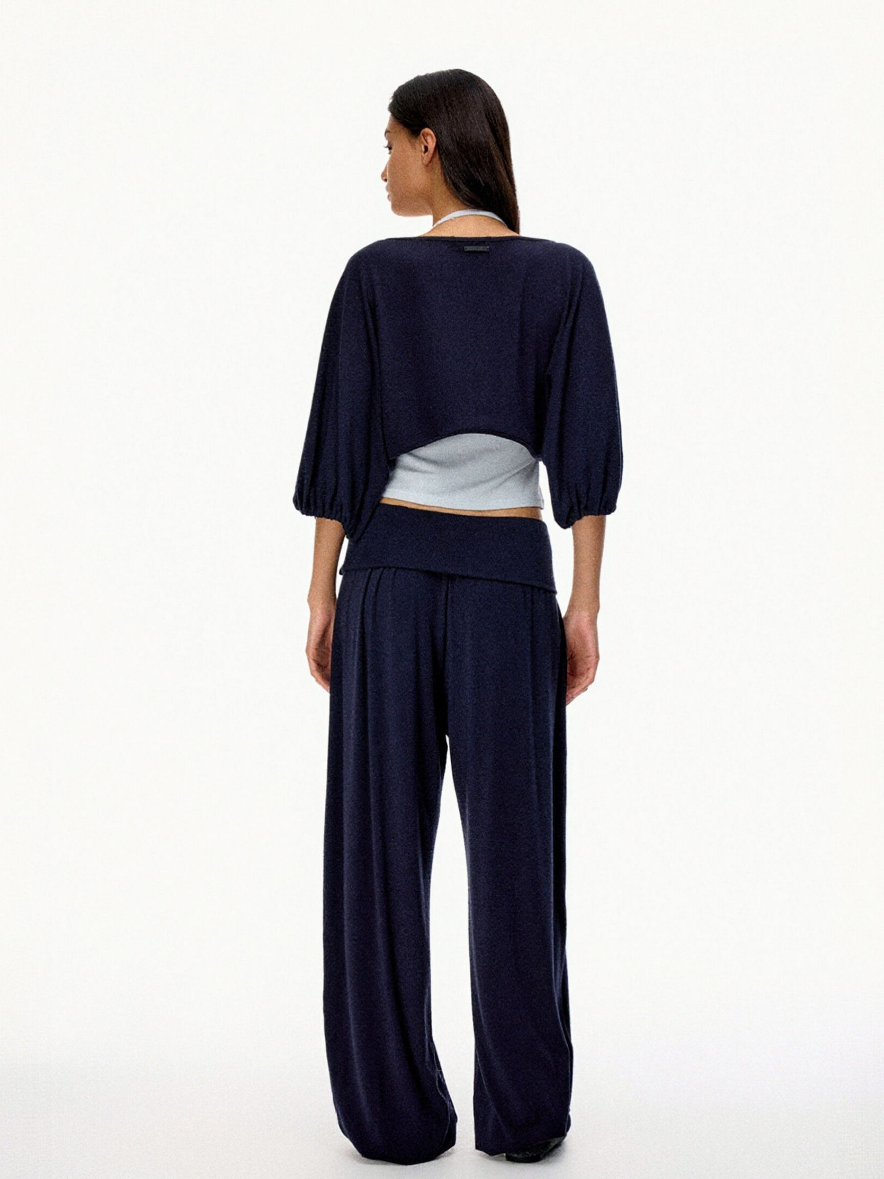 SilkTouch - Women's Contrast Balloon Sleeve Cropped Knit Set