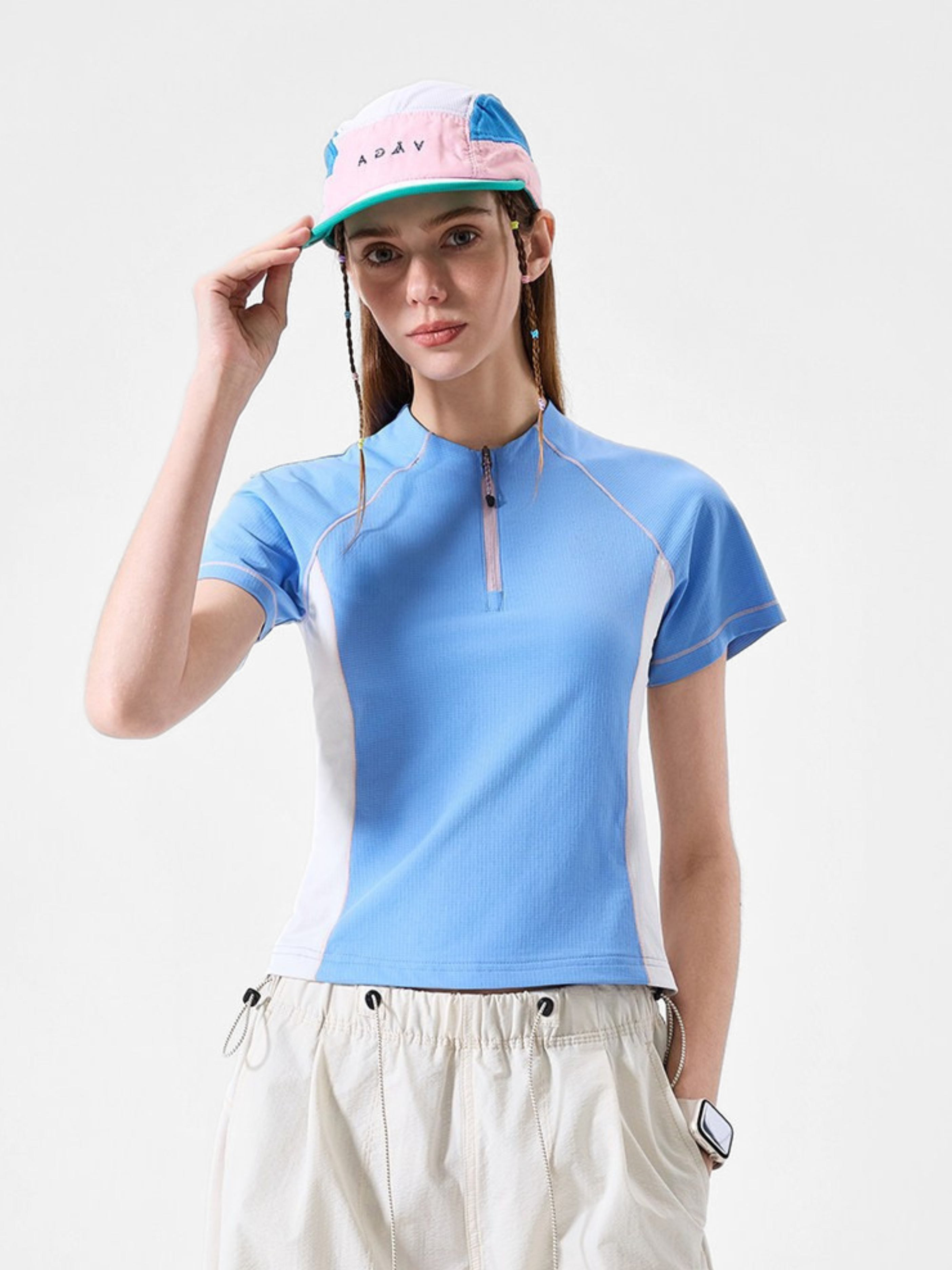 ChillCanopy - Women's UPF50+ Protection Antibacterial Half-Zip T-Shirt