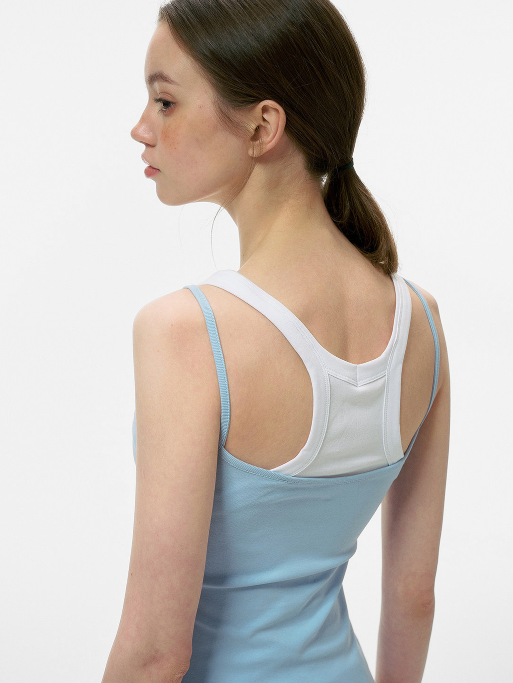 Caveveil - Women's Faux Two-Piece Ribbed Tank Top