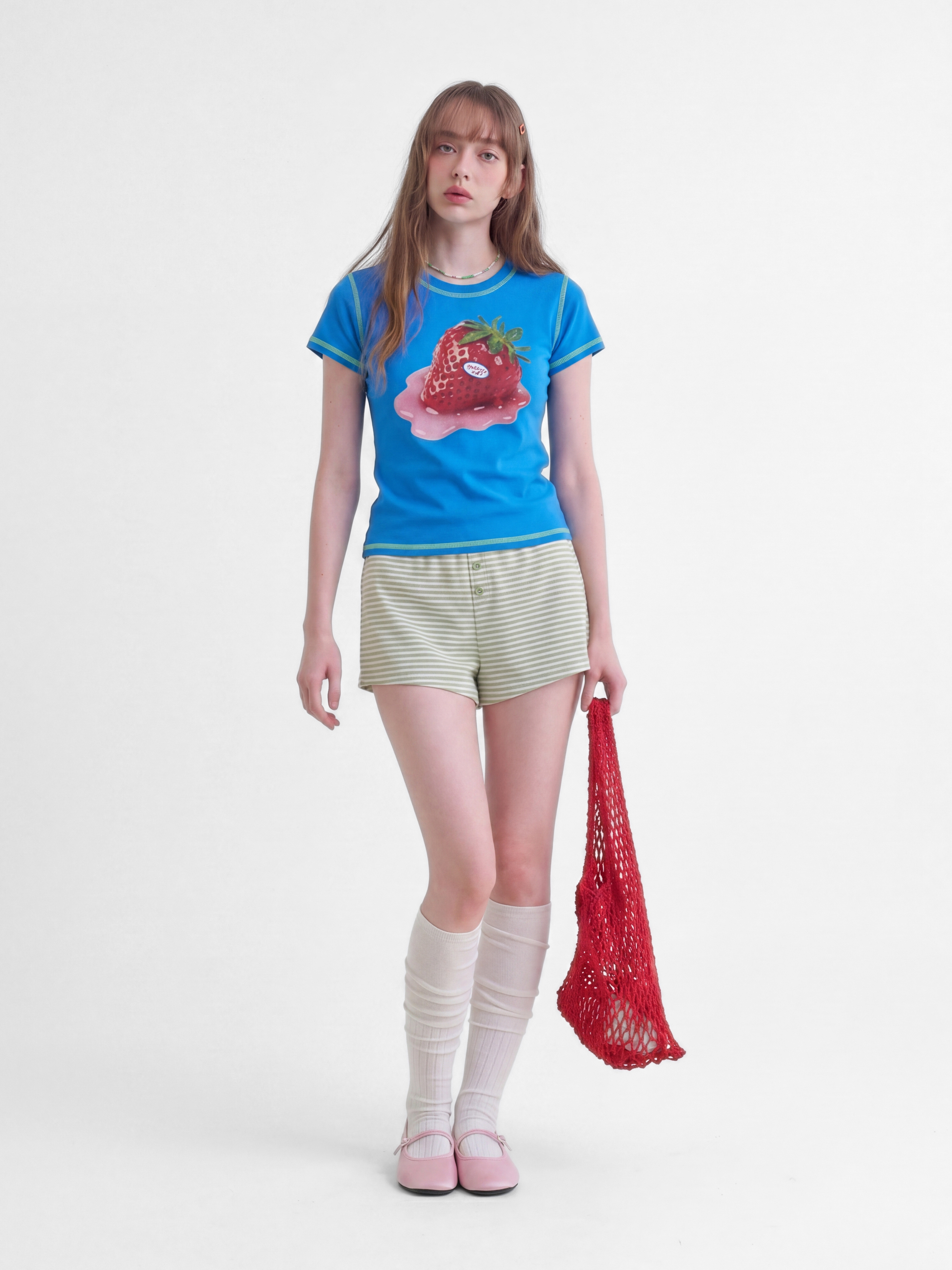 BerryPop - Women's Contrast Stitch Dopamine Print Cropped T-Shirt