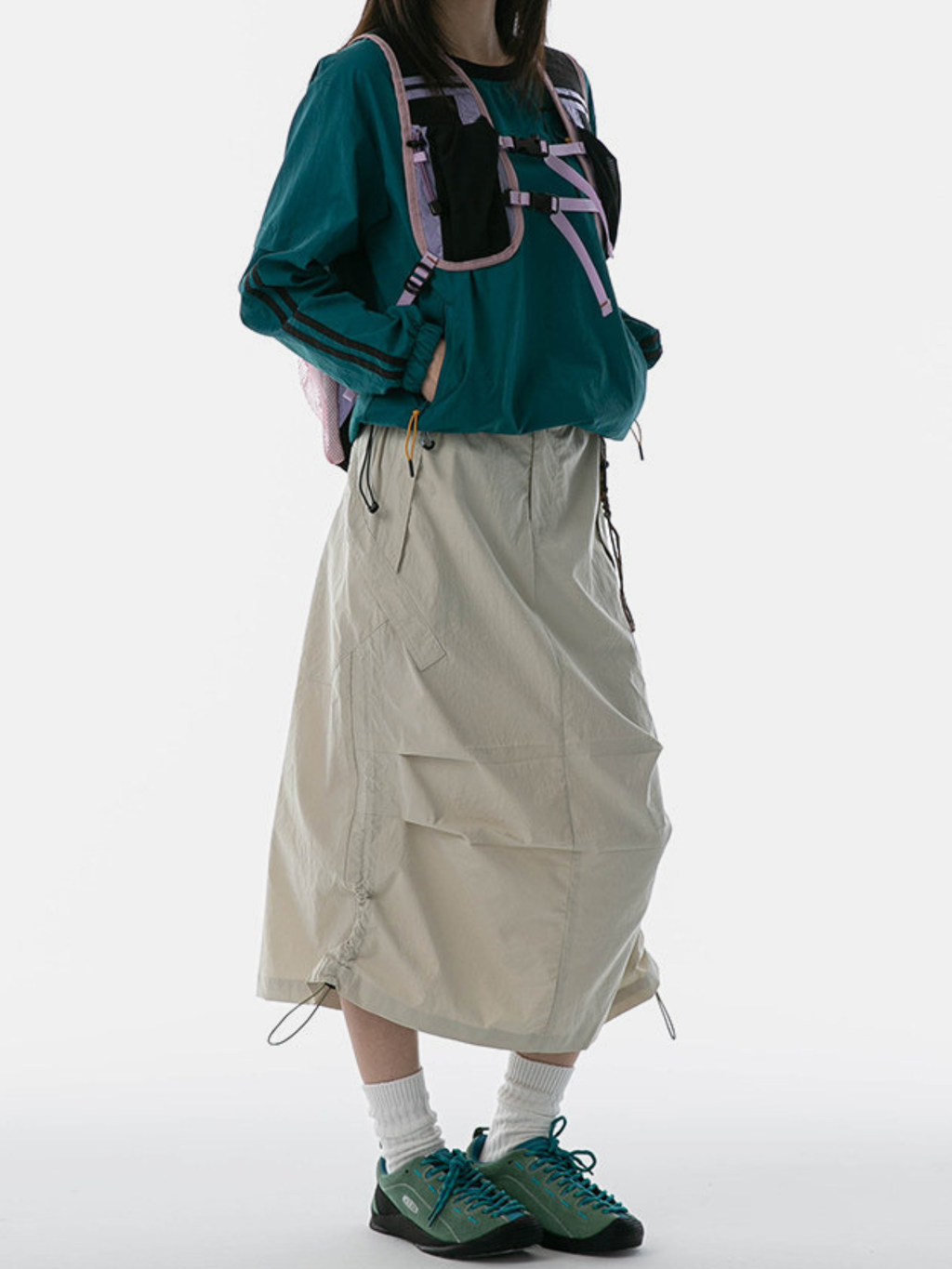 MontView - Women's Quick-Dry Drawstring Utility Midi Skirt
