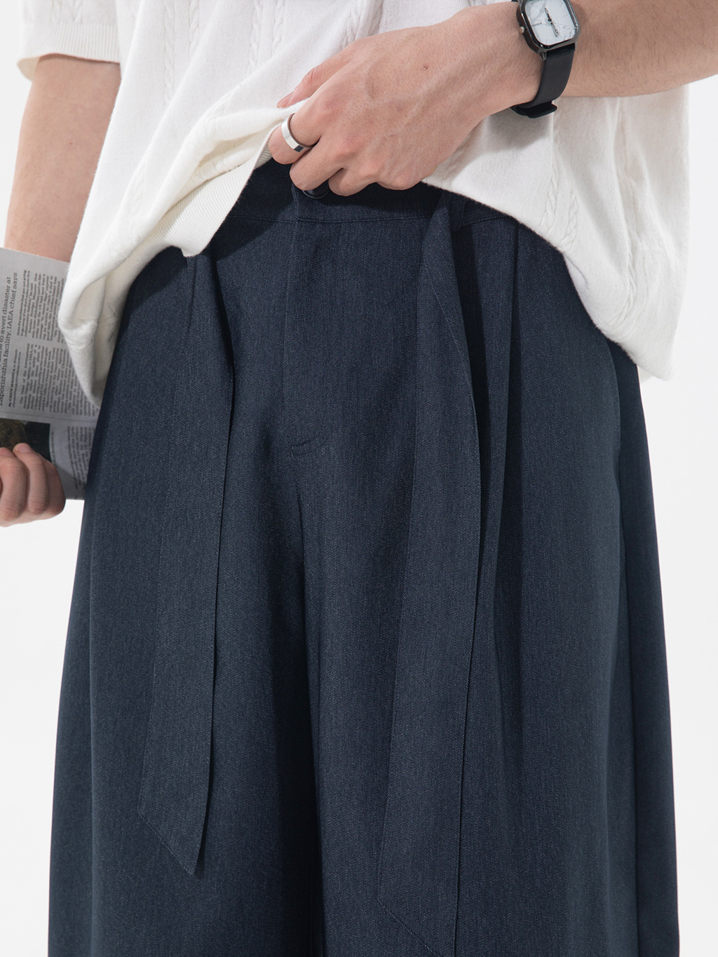 Slowtrail - Men's Faux Denim CleanFit Curved Pants