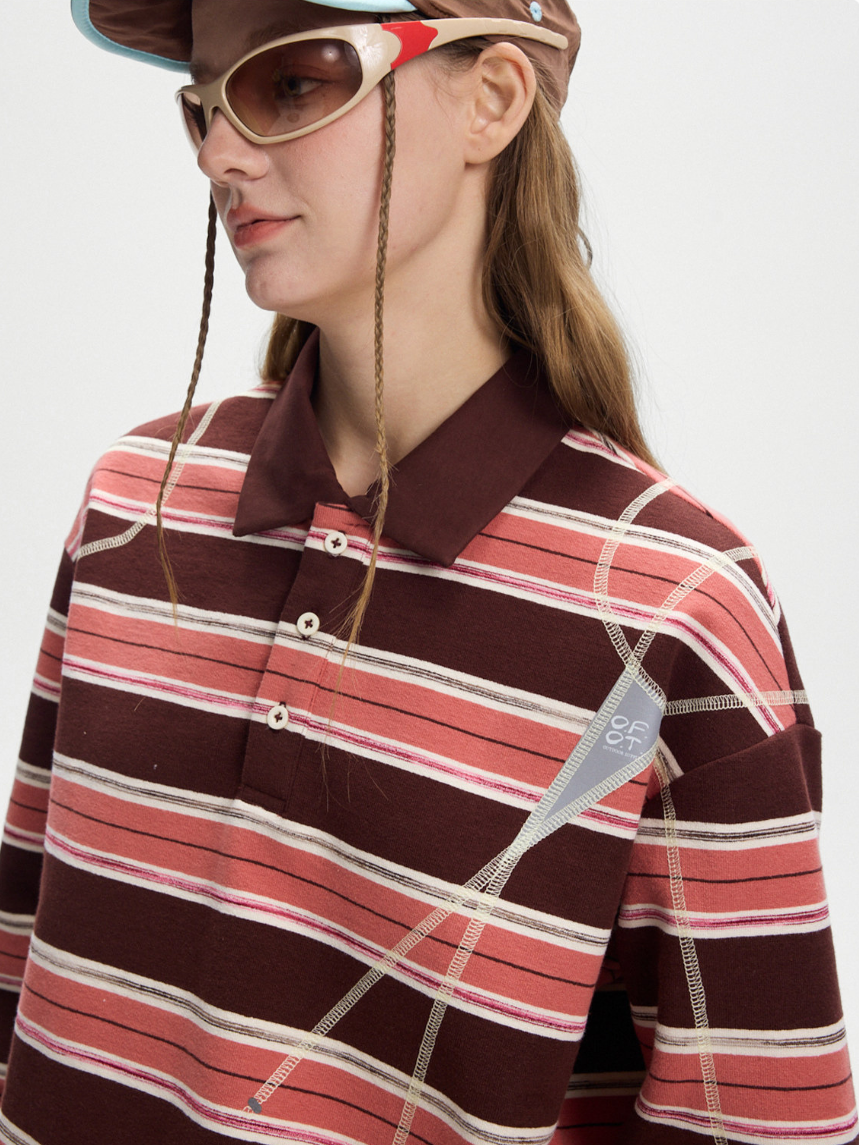 Staple - Women's UPF50+ Protection Striped Knit Long Sleeve Polo Shirt