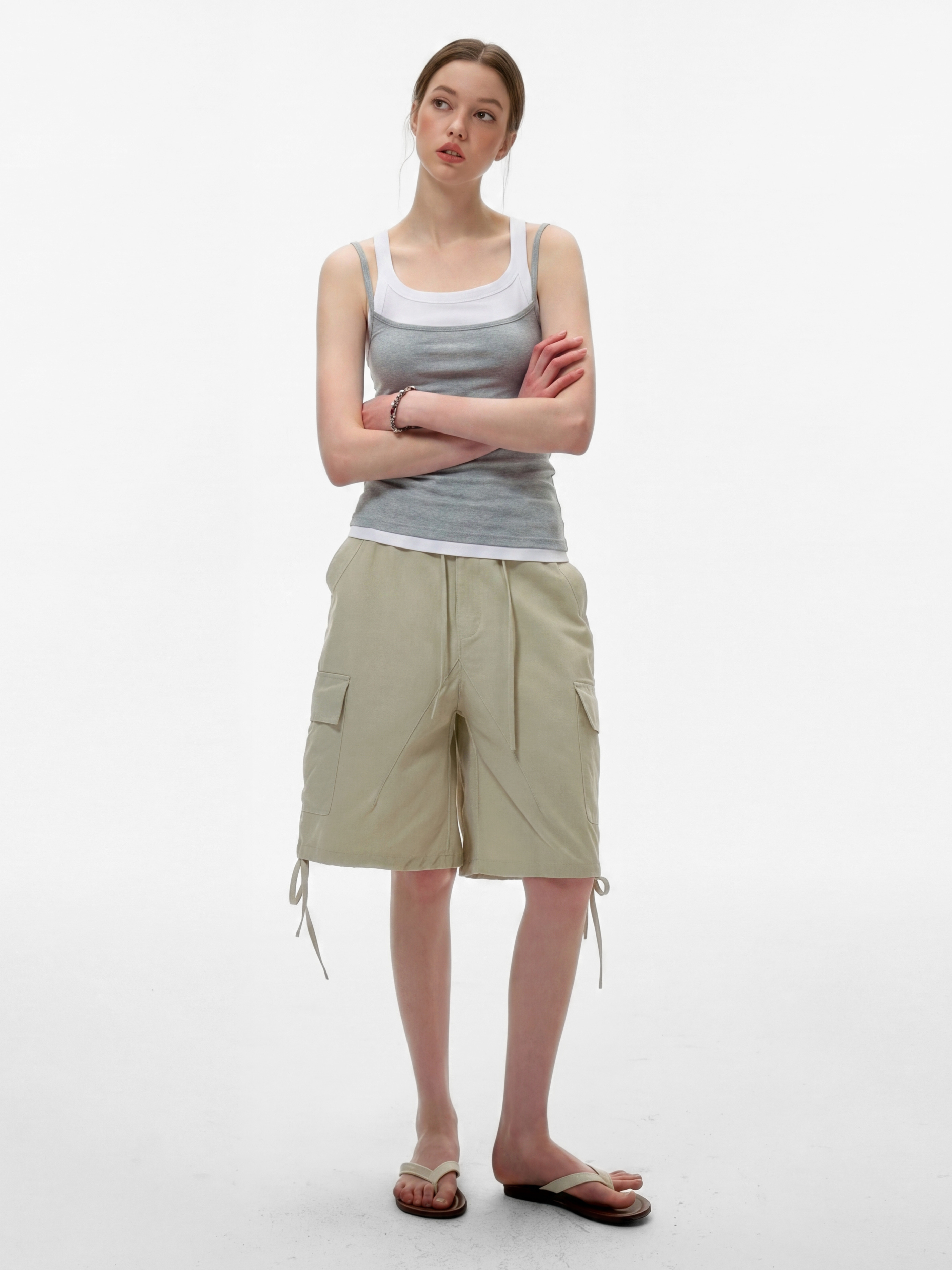 Caveveil - Women's Faux Two-Piece Ribbed Tank Top