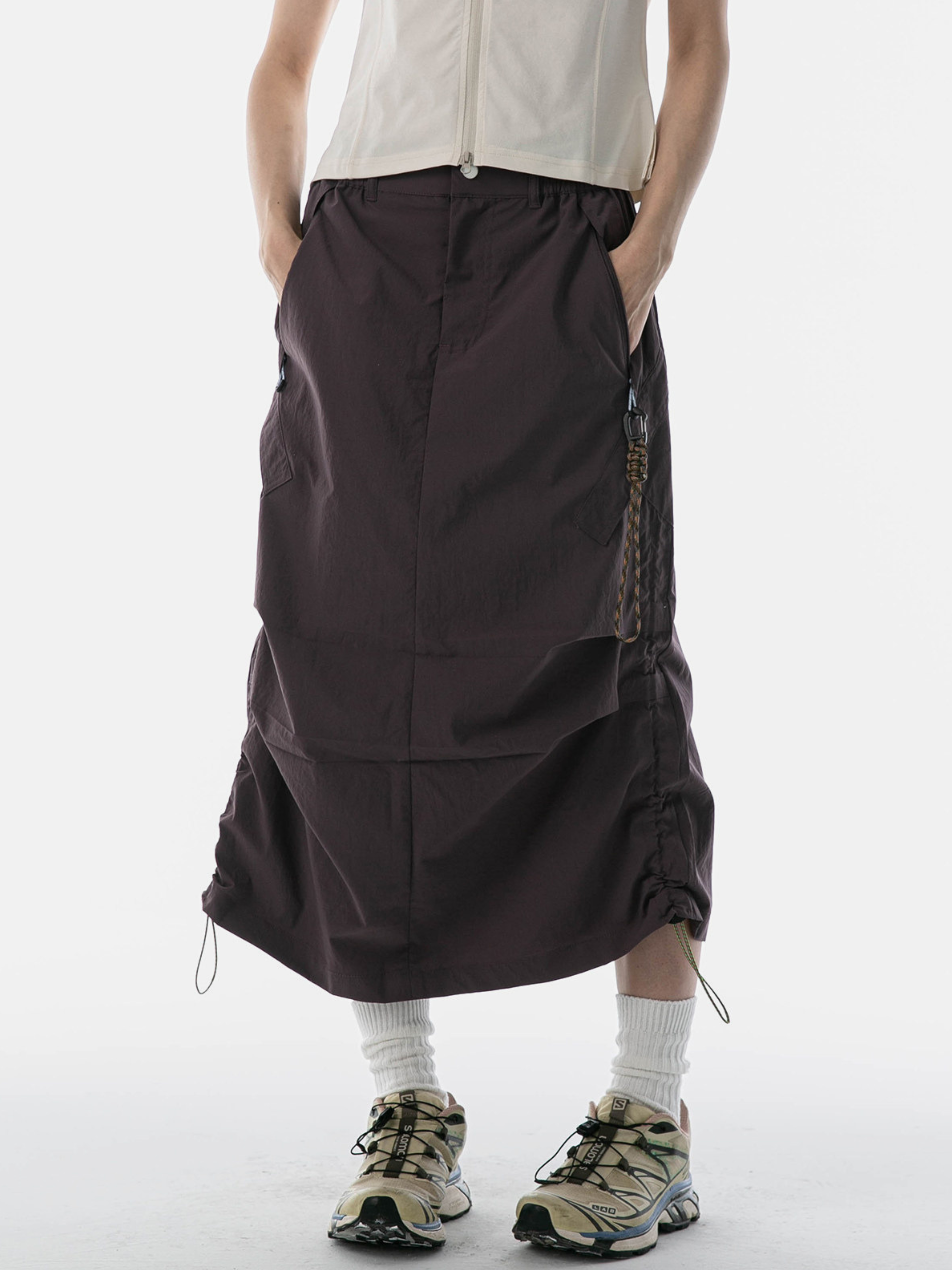 MontView - Women's Quick-Dry Drawstring Utility Midi Skirt