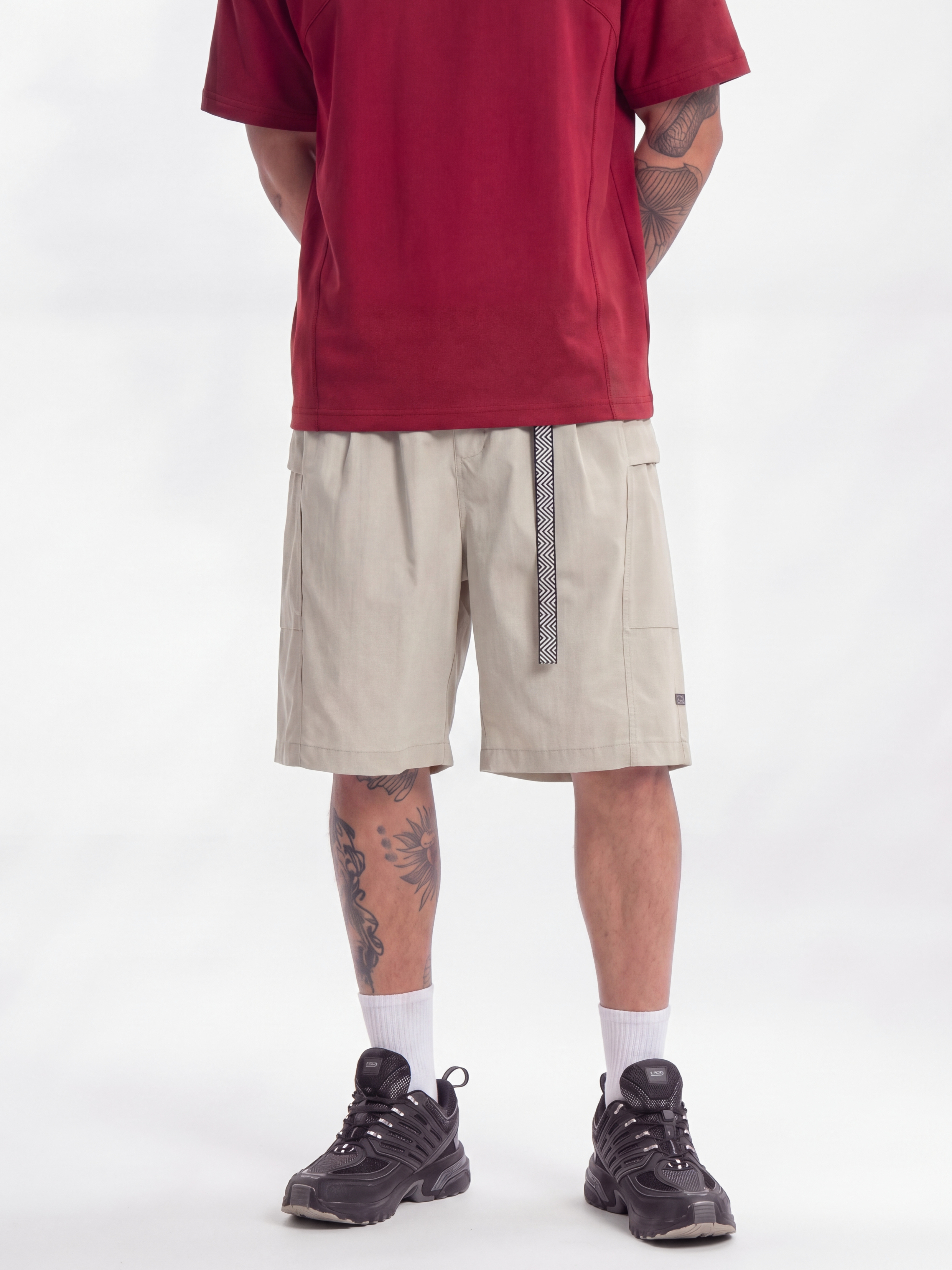 Rainhewn - Men's Lightweight Quick-Dry Belted Casual Shorts