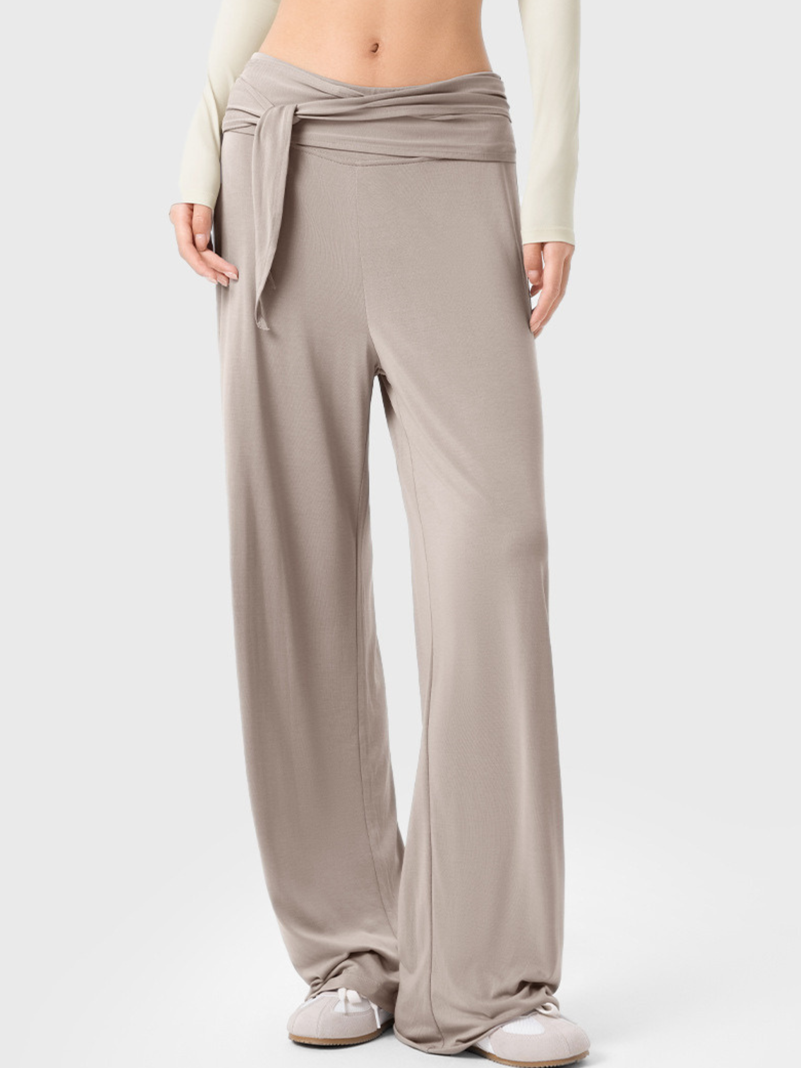 EchoCrest - Women's Detachable Belt Breathable Wide-Leg Pants